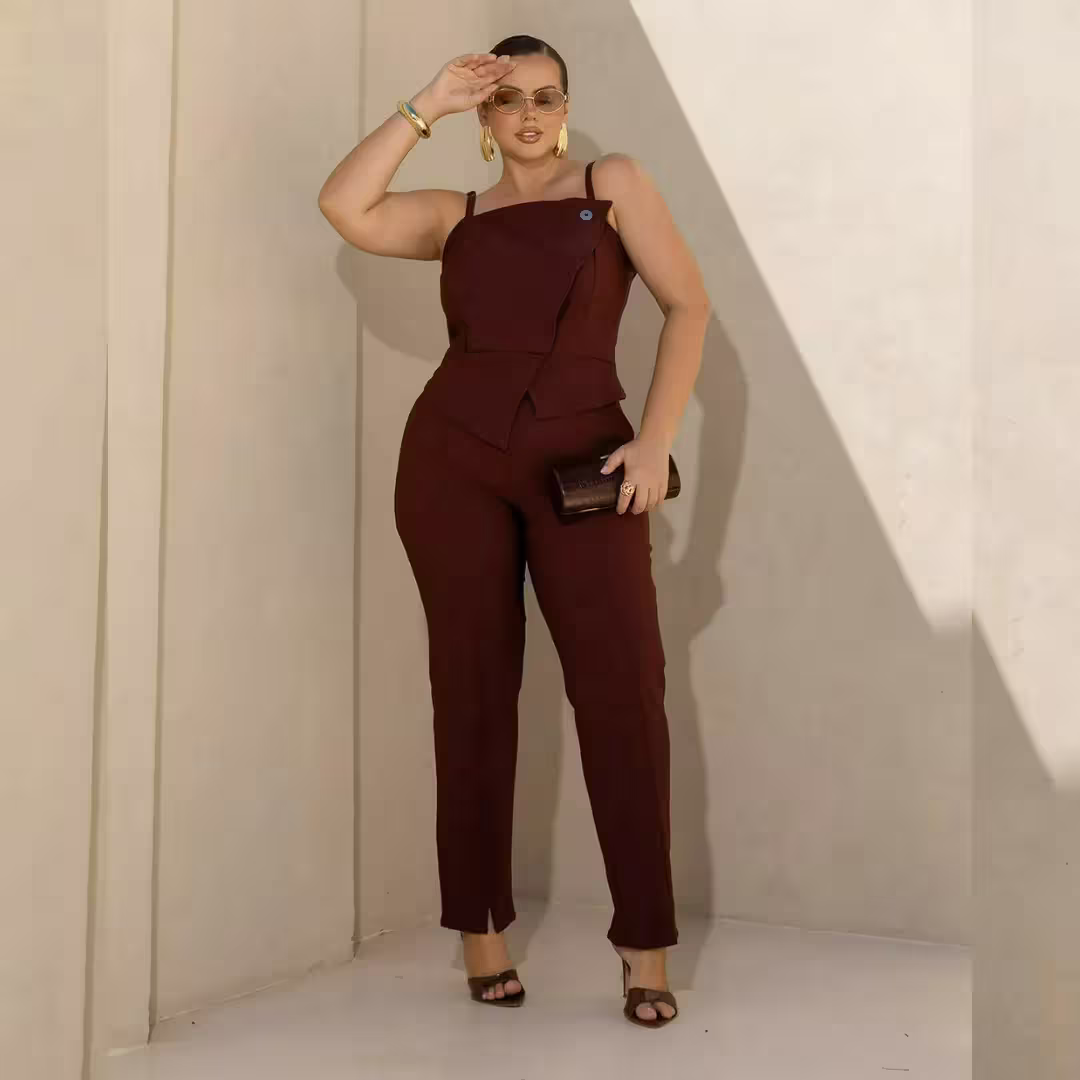 Calça Feminina Cigarrete Plus Size Ref 800295 Marrom — foto 1