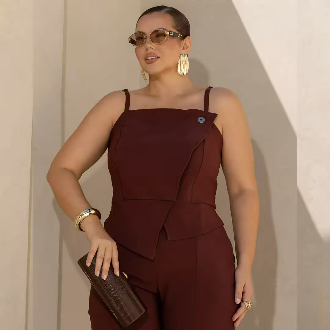 Cropped Feminino Sem Manga Plus Size Ref 700937 Marrom — foto 1