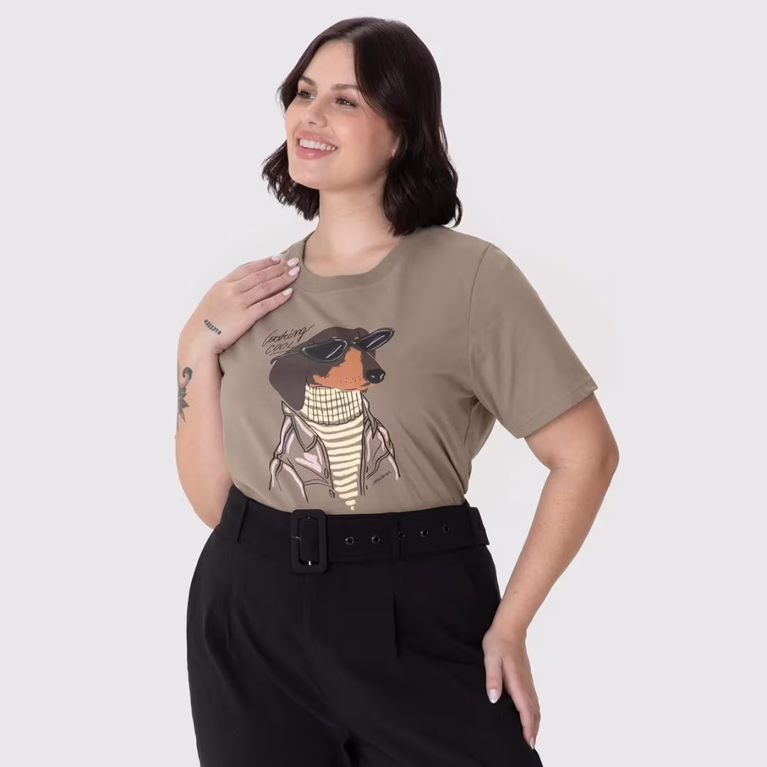 Blusa Feminina Manga Curta Ref 134397 Bege — foto 1