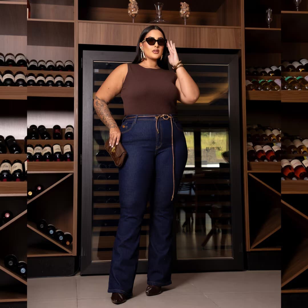Calça Feminina Flare Plus Size Ref 0090 Jeans JEANS