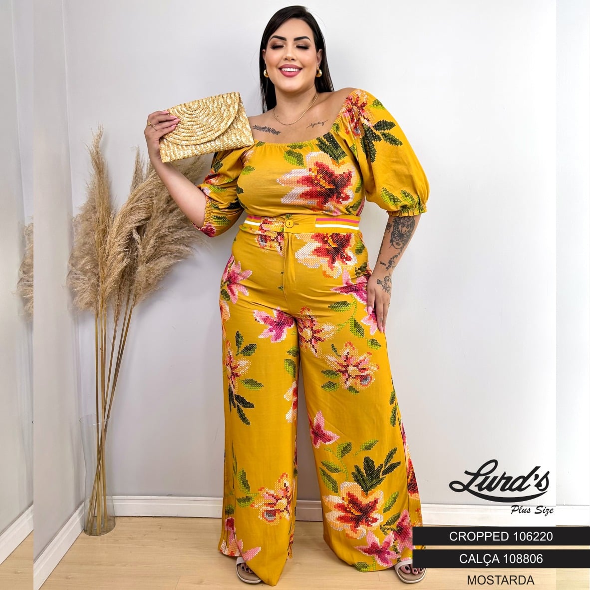 Pantalona Feminina Plus Size Ref 108806 Mostarda MOSTARDA