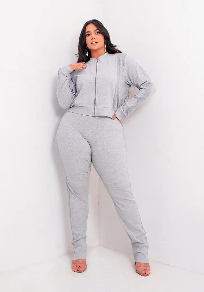Conjunto Feminino Inverno Blusa Manga Longa + Calça Plus Size Ref 12125 Mescla MESCLA