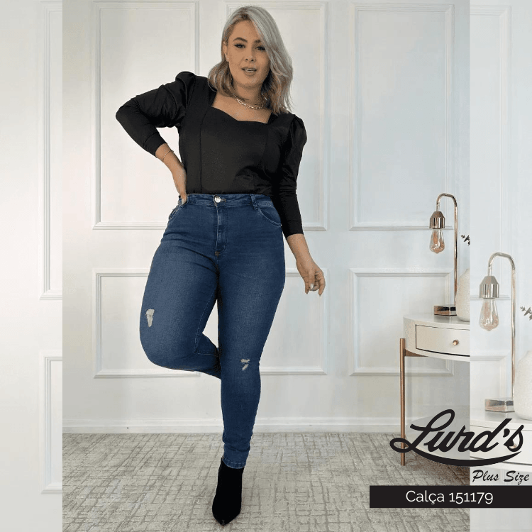 CALÇA FEMININA PLUS SIZE SKINNY 151179 ROMANEE JEANS 46 JEANS
