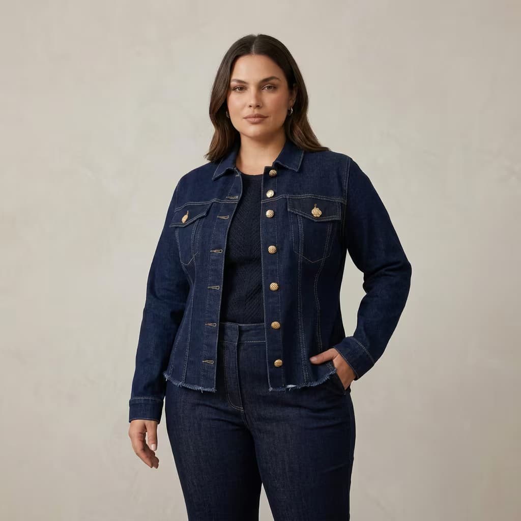 Jaqueta Feminina Plus Size Ref 15314 Jeans JEANS