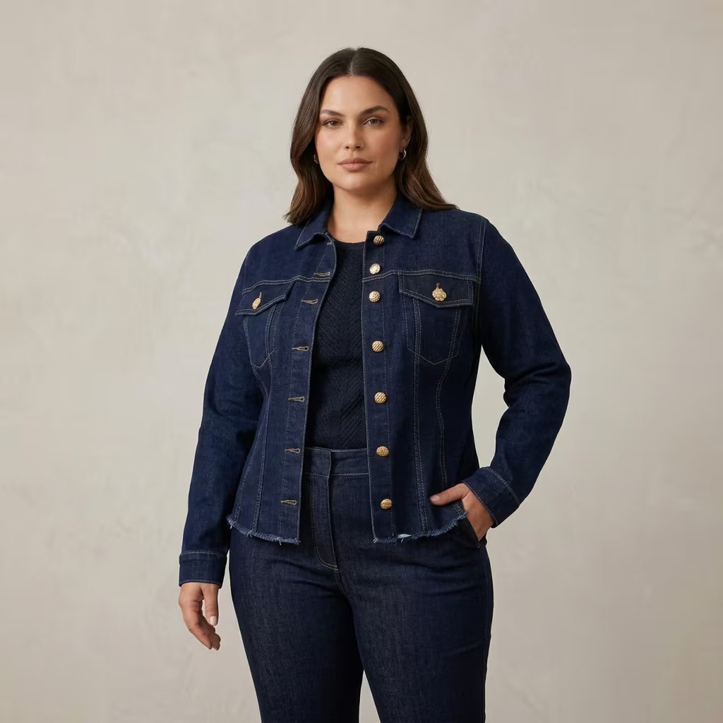 Jaqueta Feminina Plus Size Ref 15314 Jeans JEANS