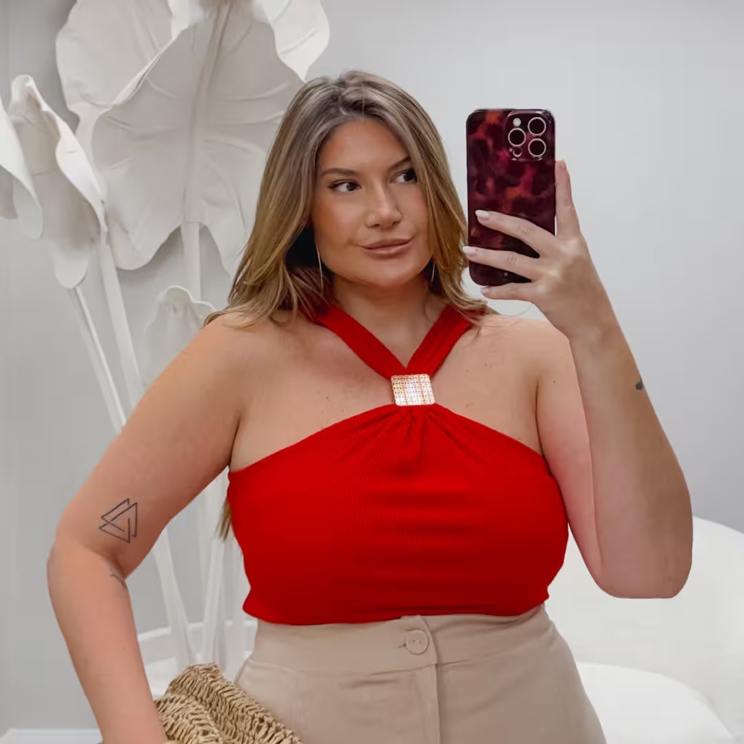 Regata Feminina Alça Larga Plus Size Ref 17503 Vermelho VERMELHO
