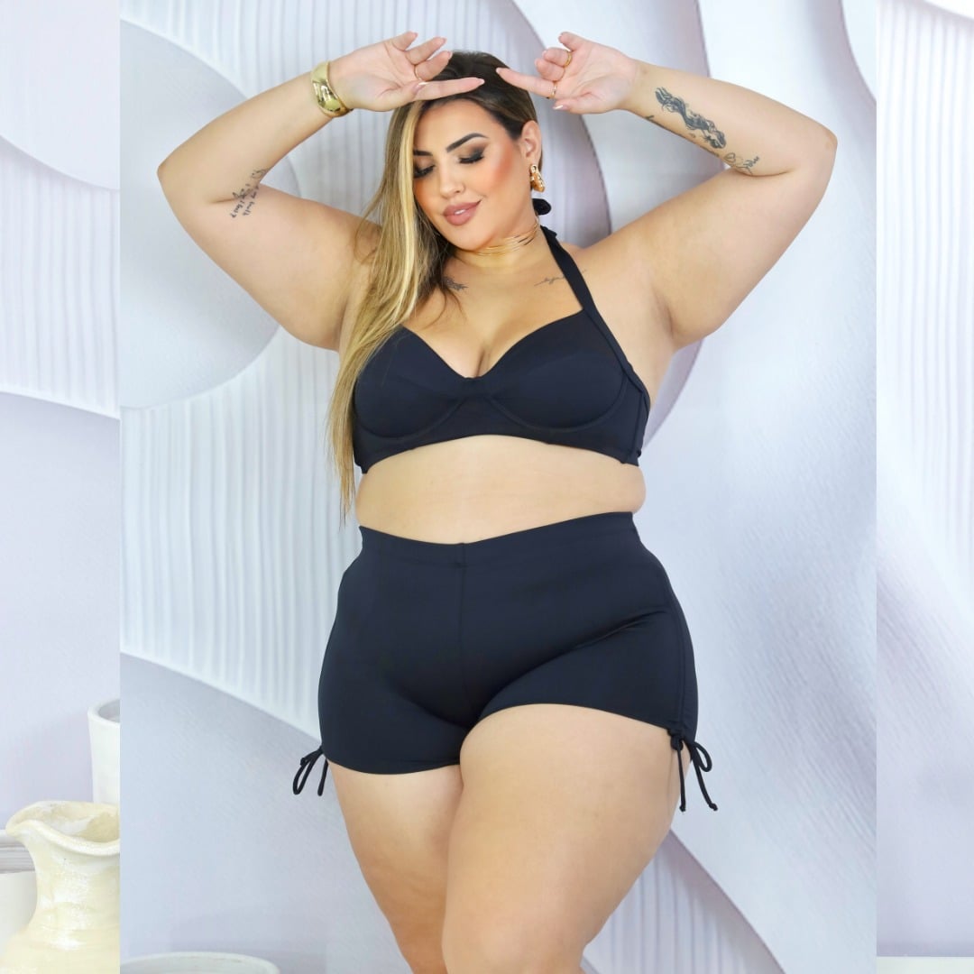 Shorts Tanga Feminino Plus Size Ref 1939 Preto PRETO