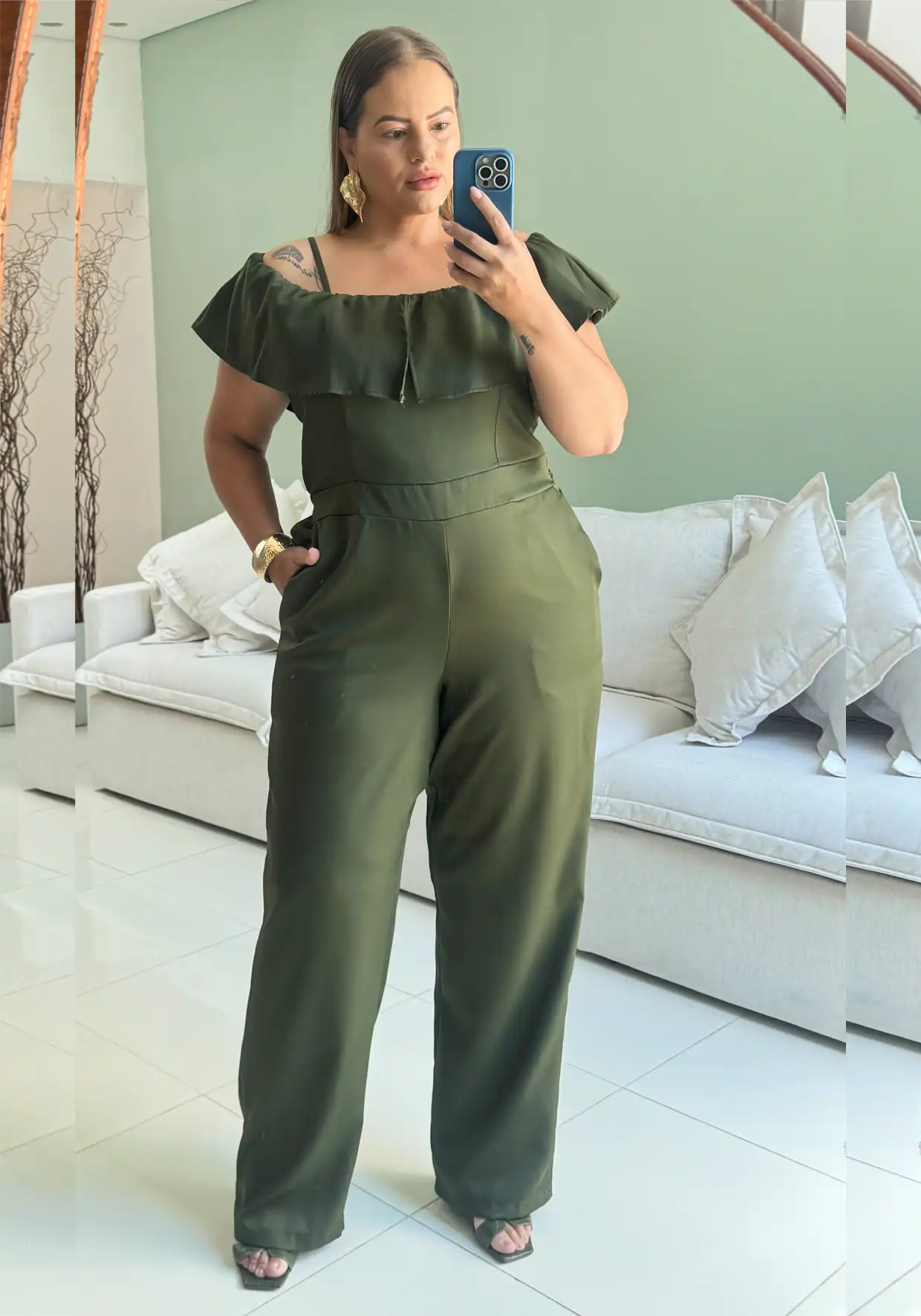 MACACAO LONGO FEMININO PLUS SIZE MANGA CURTA 207280 MARRIE PRETO 46 MUSGO