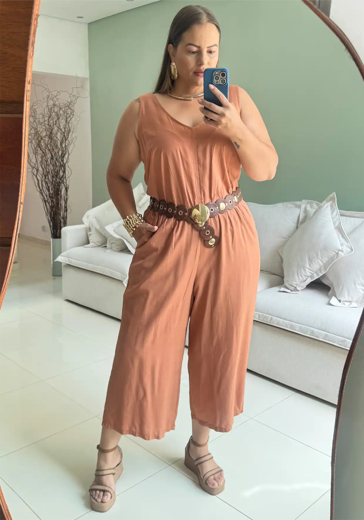 MACACAO PANTACOURT FEMININO PLUS SIZE SEM MANGA 207281 MARRIE PRETO 52 MARROM