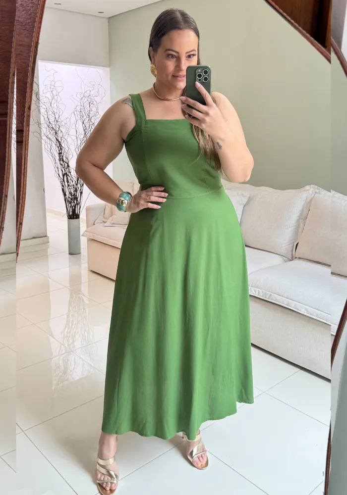 Vestido Midi Sem Manga Plus Size Ref 207320 Verde VERDE