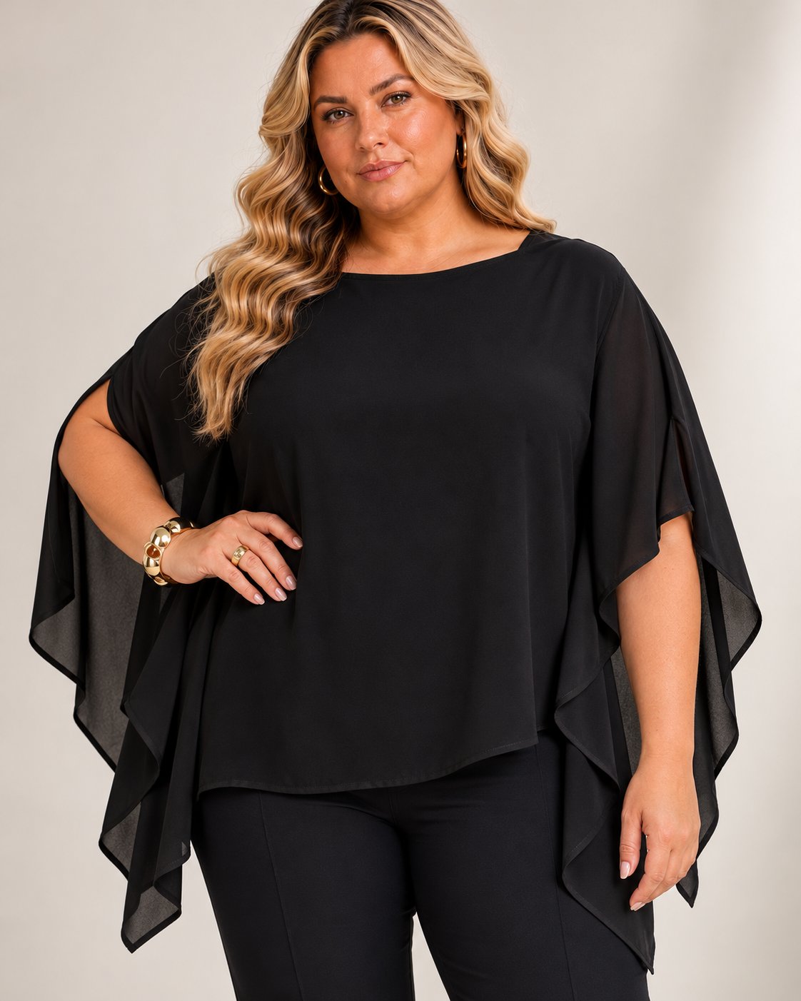 Blusa Feminina Plus Size Manga Curta Ref 207372 Marrom IRIS PRETO