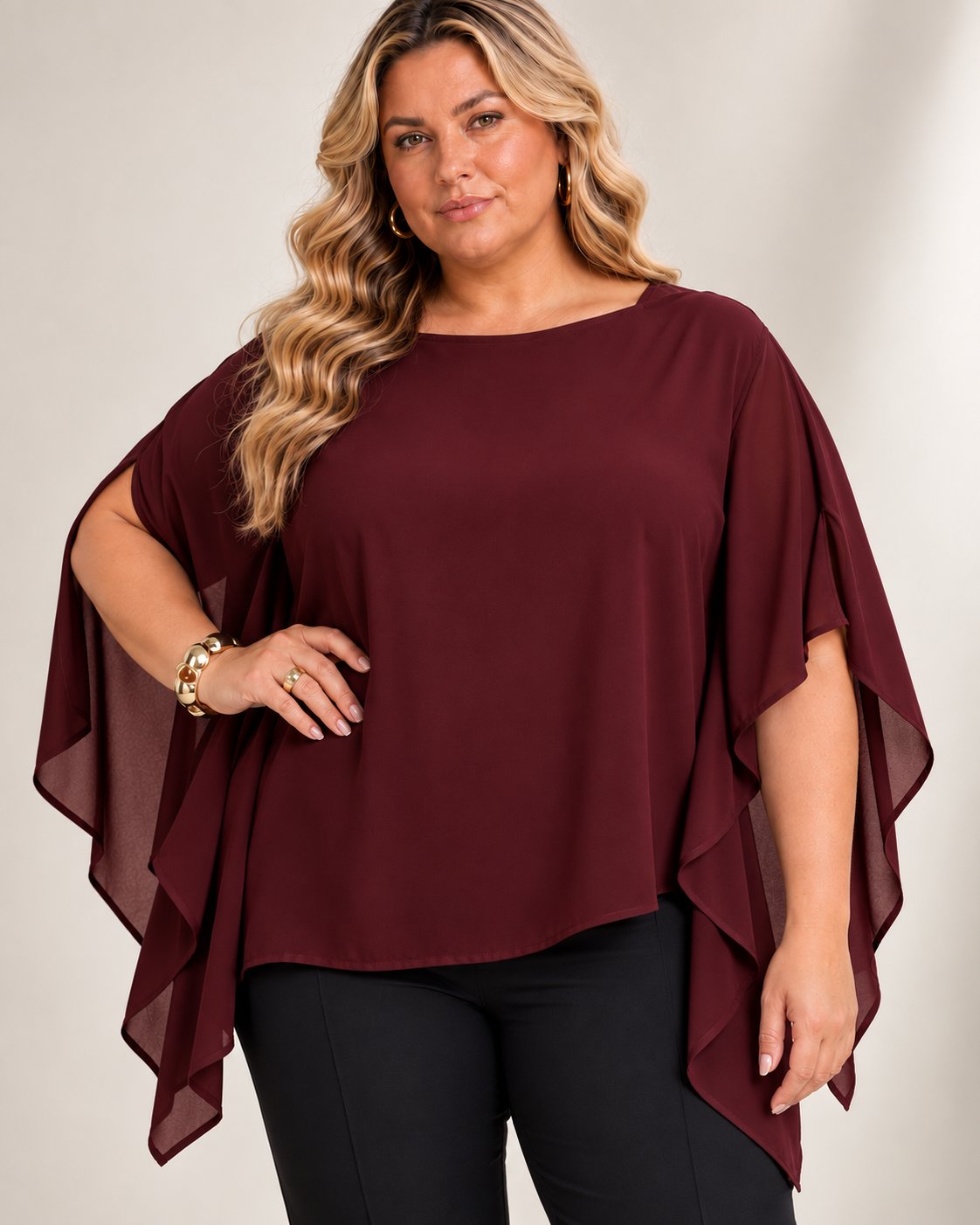 Blusa Feminina Plus Size Manga Curta Ref 207372 Marrom IRIS VINHO