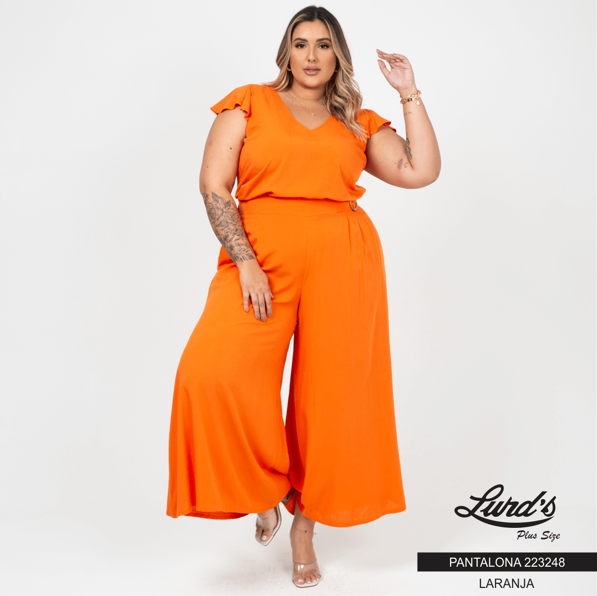 Calça Pantalona Plus Size Ref 223248 Laranja LARANJA