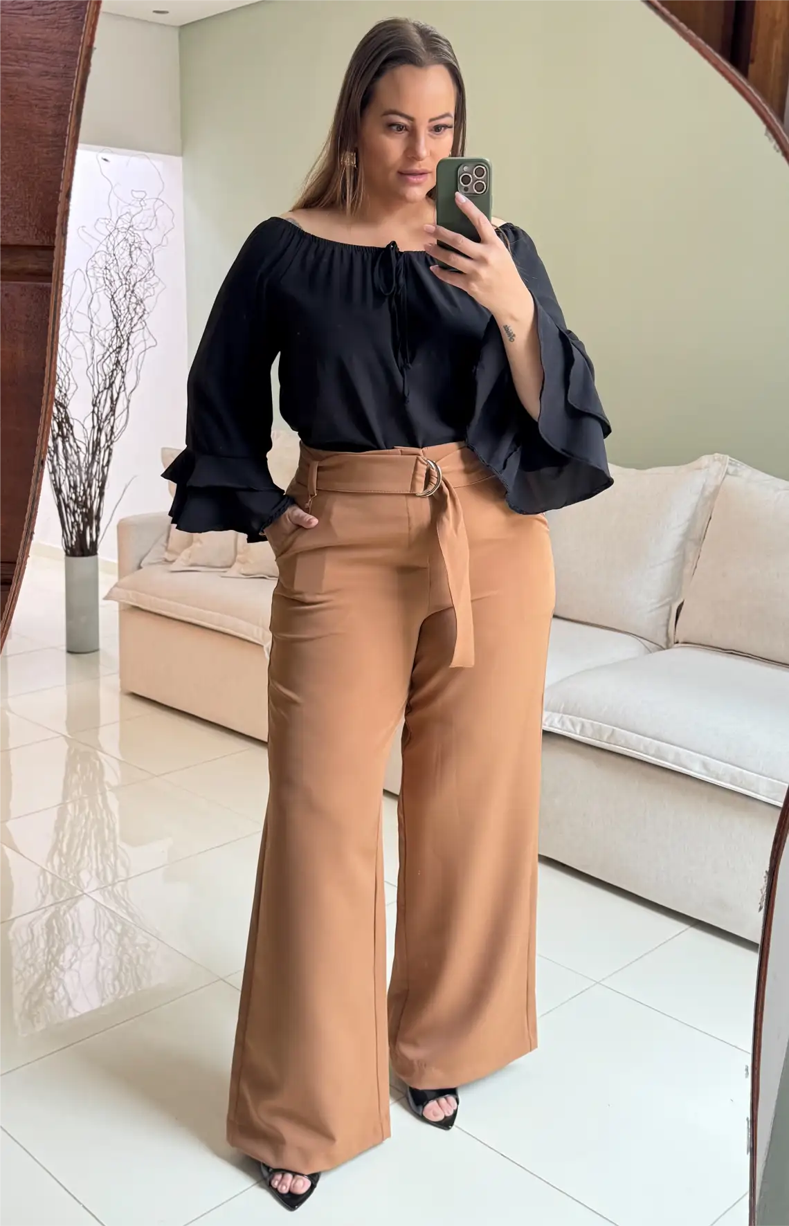 Calça Feminina Pantalona Plus Size Ref 51140072 Caramelo CARAMELO