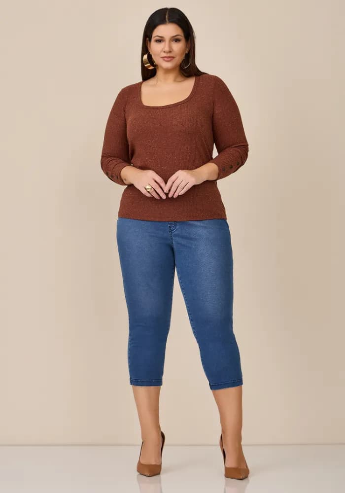 Calça Feminina Capri Plus Size Ref 51140082 Jeans JEANS
