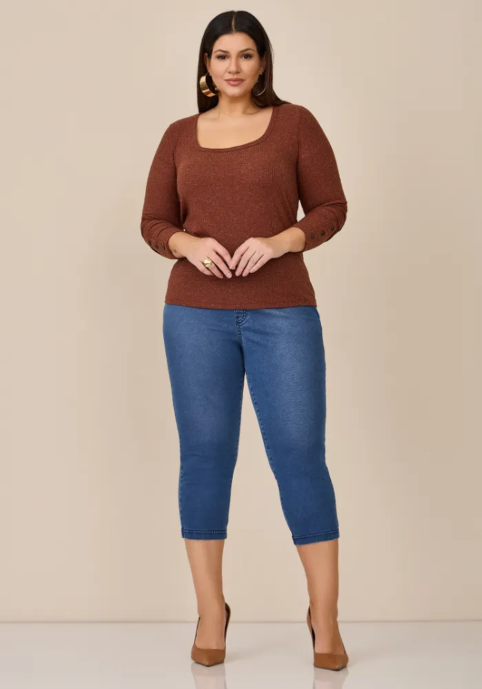 Calça Feminina Capri Plus Size Ref 51140082 Jeans JEANS
