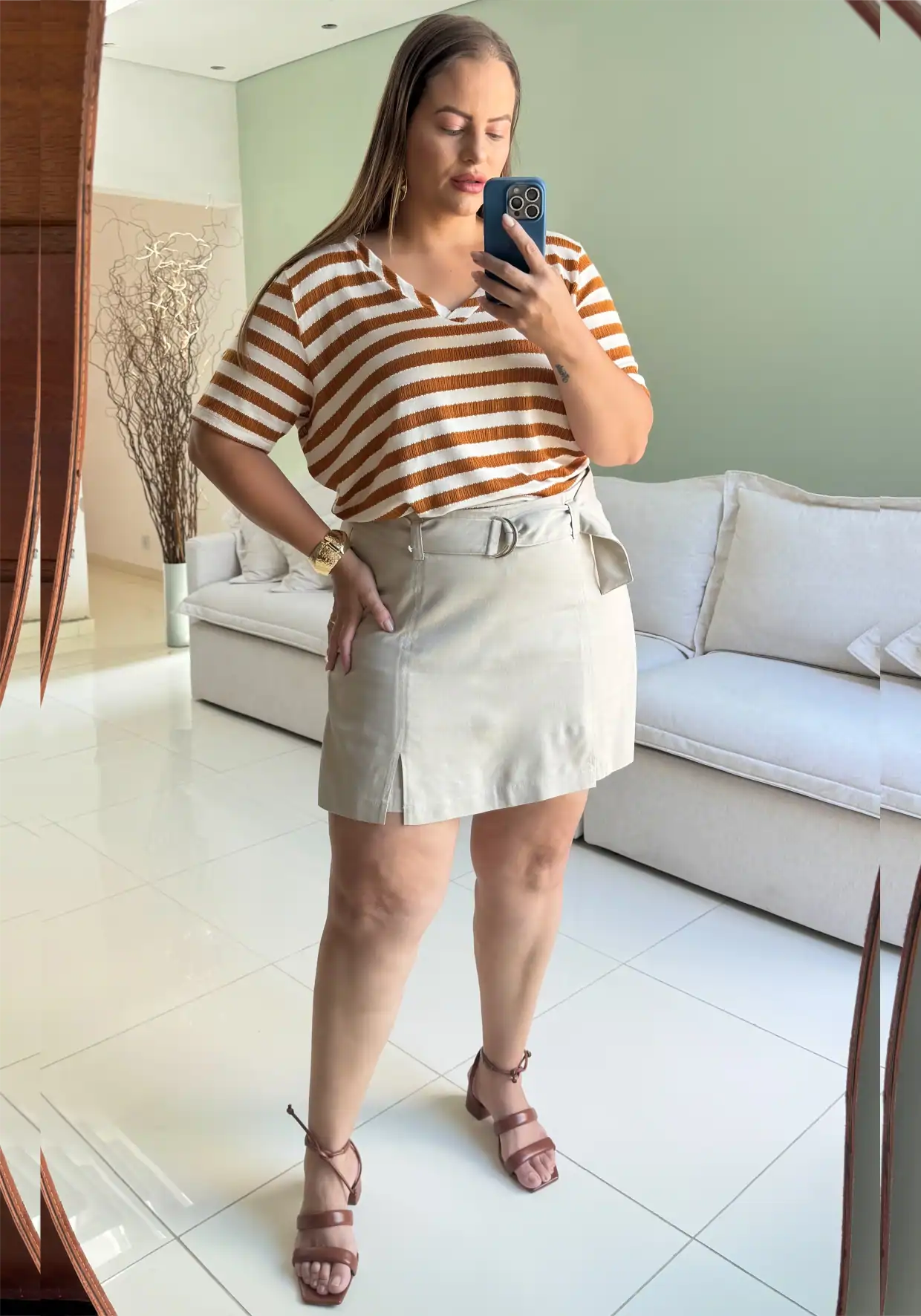 Shorts Saia Feminino Plus Size Ref 51140093 Cru CRU