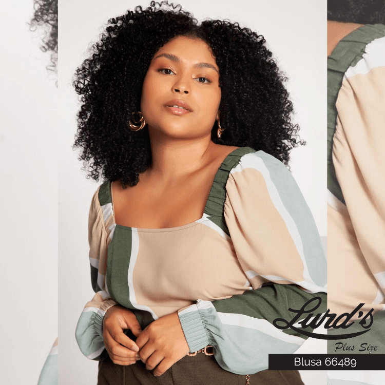 BLUSA FEMININA PLUS SIZE MANGA LONGA 66489 LUNENDER VERDE 46 VERDE