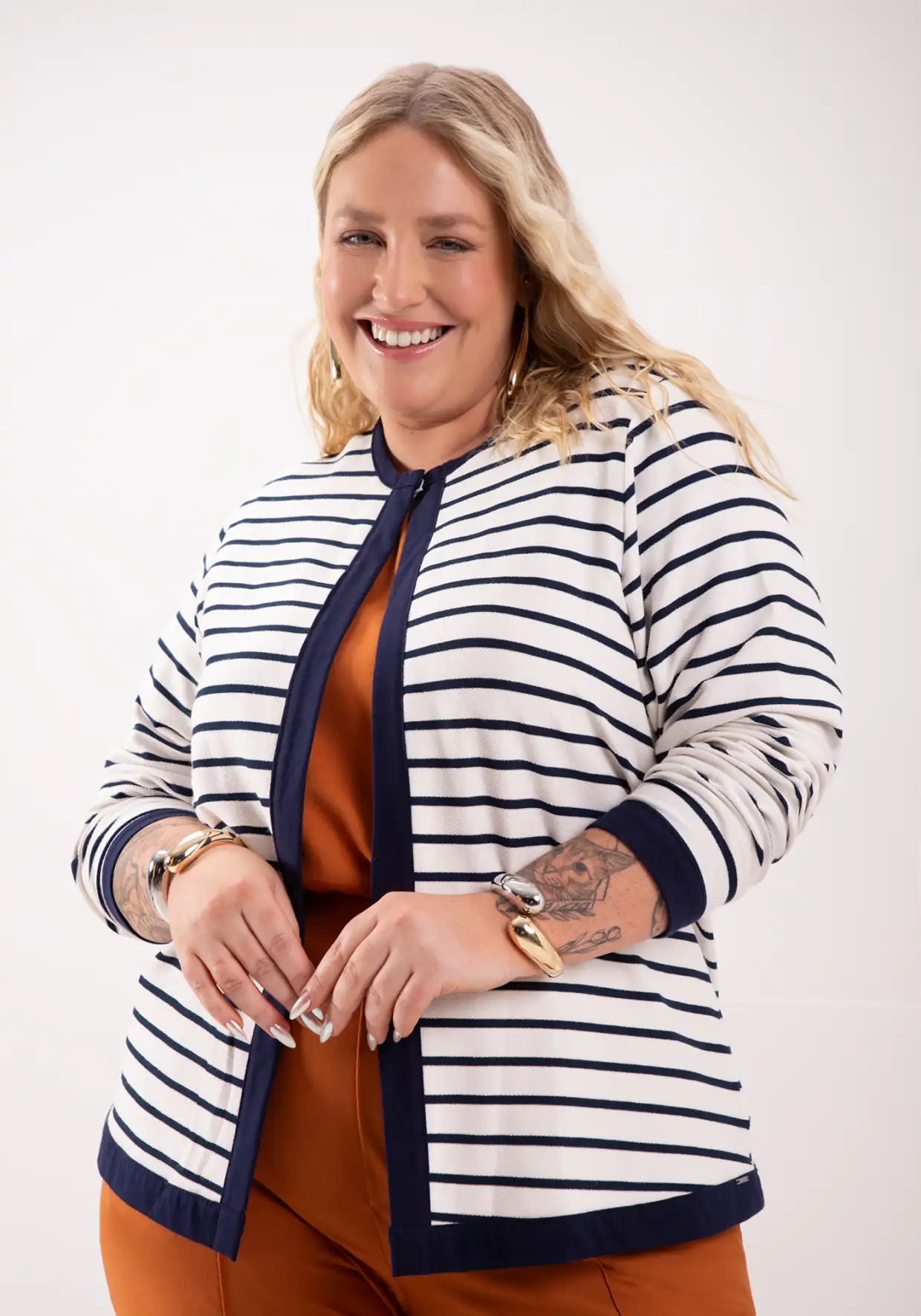 CARDIGAN FEMININO PLUS SIZE 69187 LUNENDER OFF WHITE 46 OFF WHITE