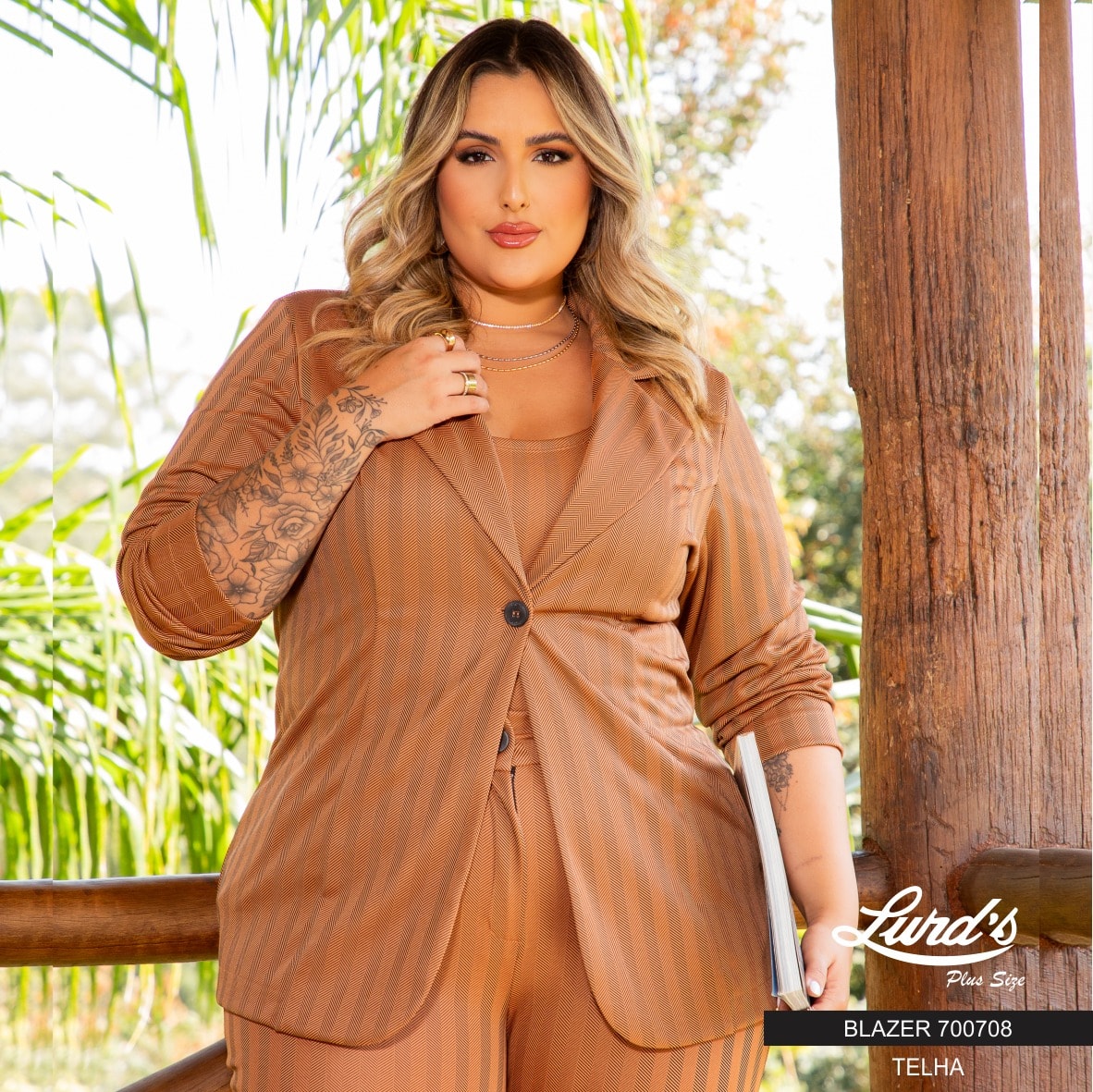 BLAZER FEMININO PLUS SIZE 700708 JOIN CINZA 46 TELHA
