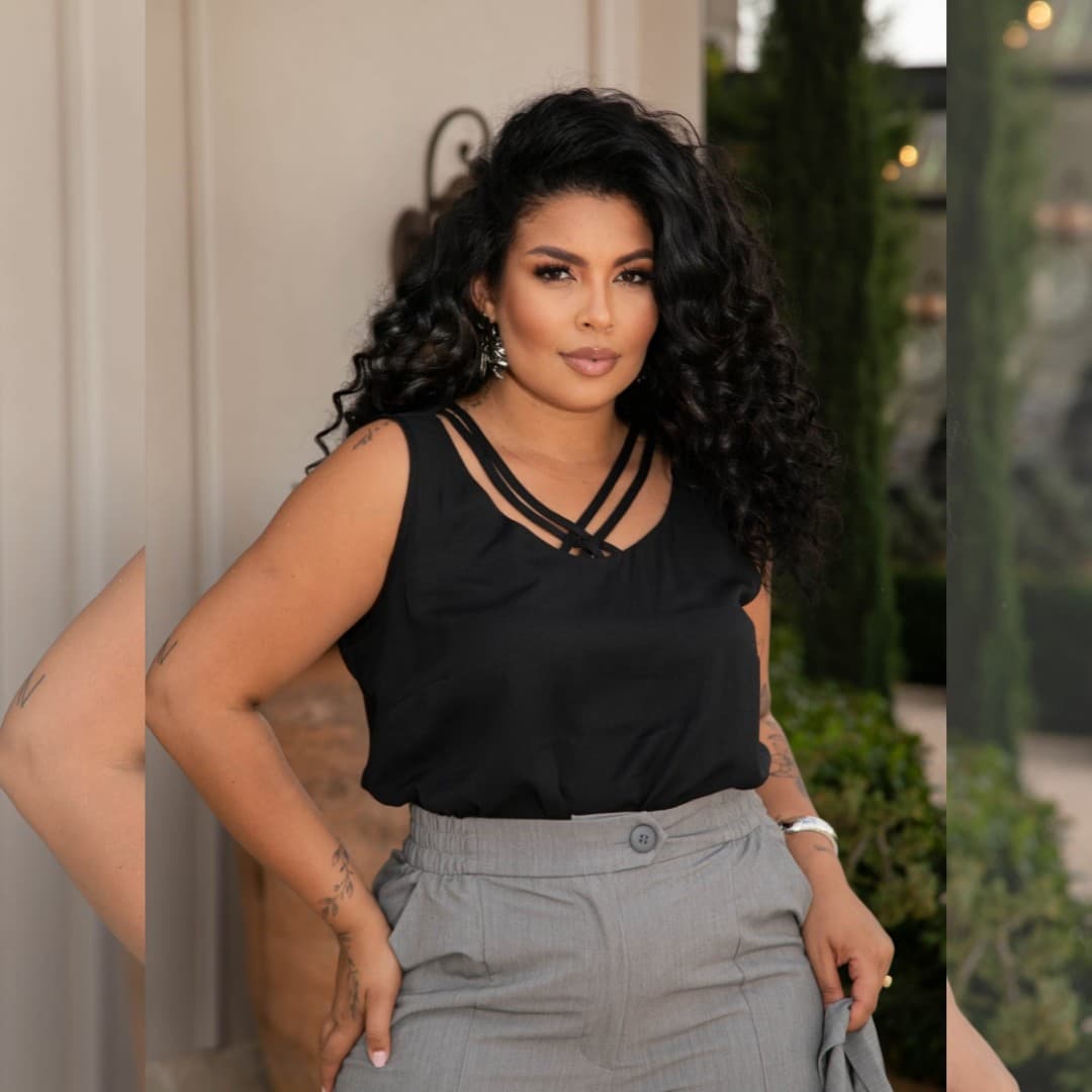 Regata Feminina Plus Size Ref 700991 Marrom PRETO