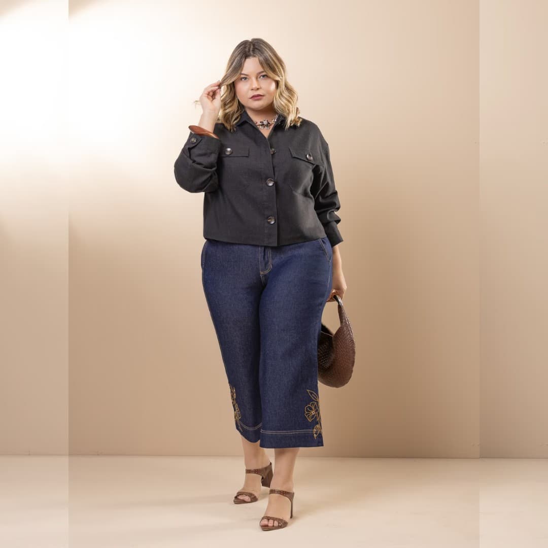 Calça Feminina Pantacourt Ref 73026 Jeans JEANS
