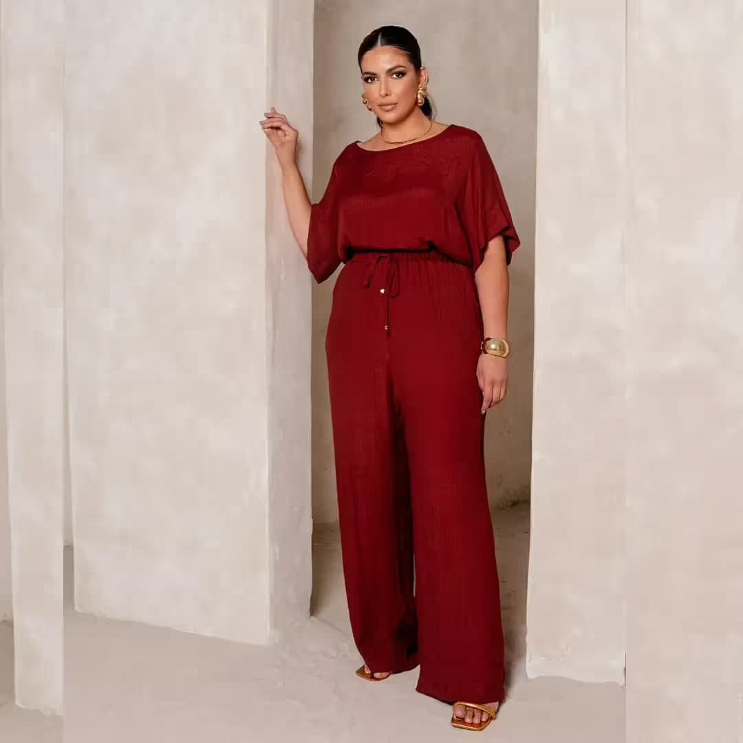 Calça Feminina Pantalona Plus Size Ref 800276 Vinho VINHO