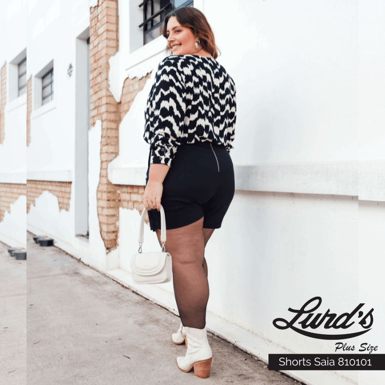 SHORTS SAIA PLUS SIZE 810101 JOIN PRETO 46 PRETO