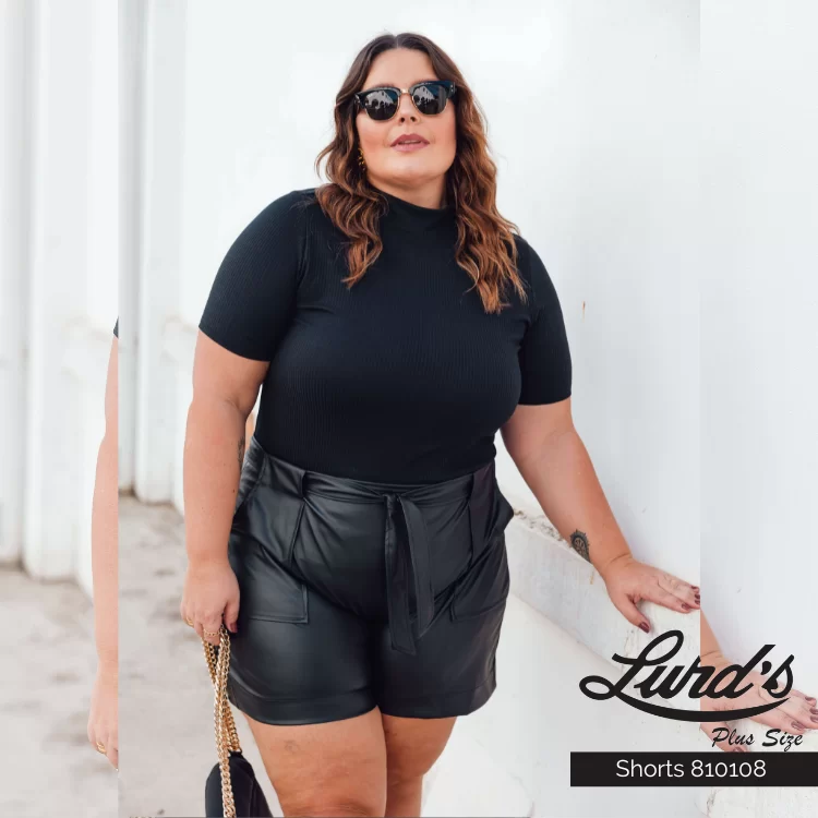 Shorts Feminino Plus Size Vinho PRETO