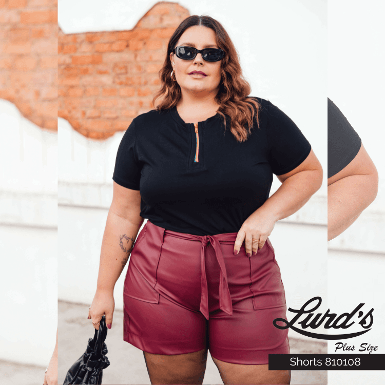 Shorts Feminino Plus Size Vinho VINHO