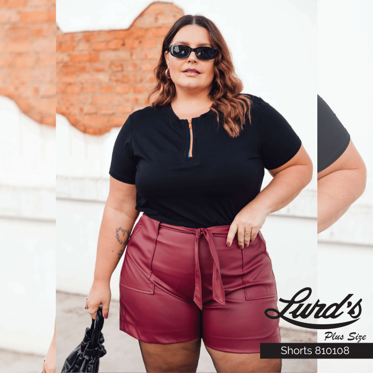Shorts Feminino Plus Size Vinho VINHO