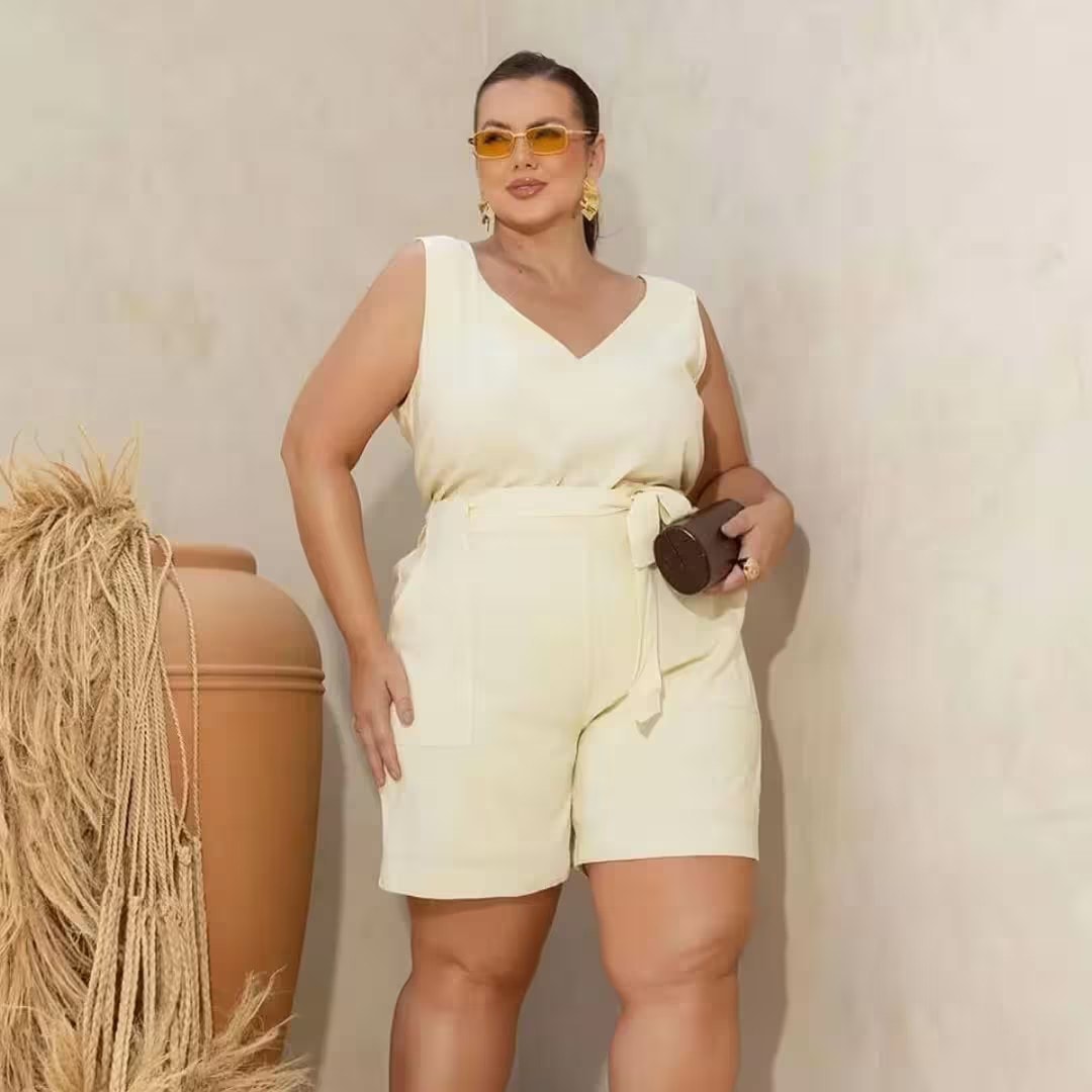 SHORTS FEMININO CURTO PLUS SIZE 810150 AMARELO 46 JOIN CURVES AMARELO