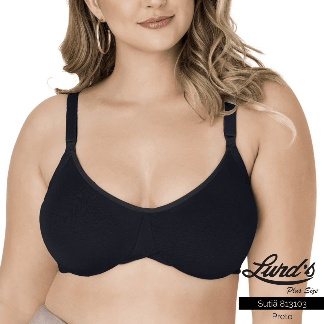 Sutiã Sem Bojo Feminino Plus Size Ref 813103 Rosa Retrô PRETO