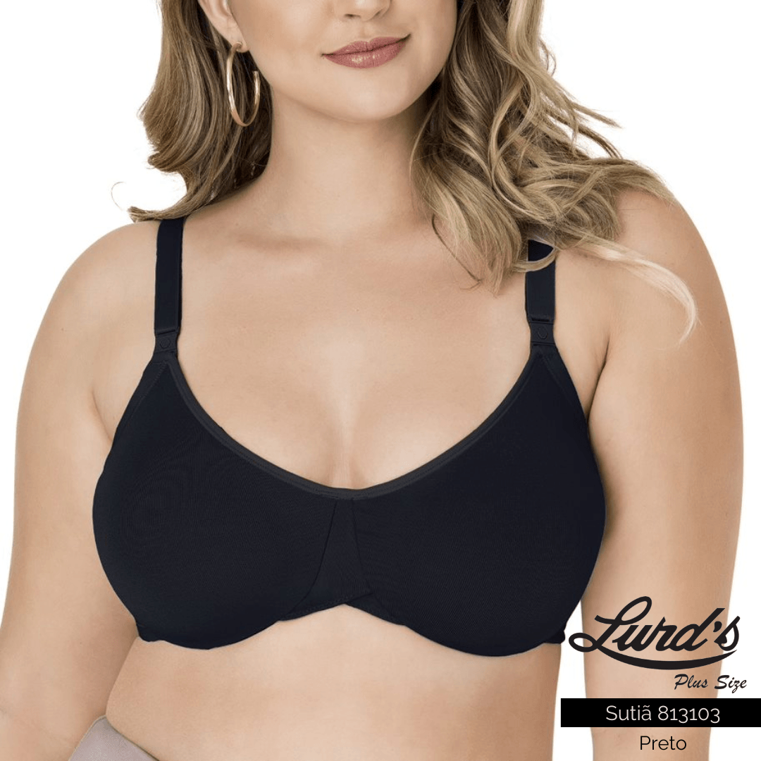 Sutiã Sem Bojo Feminino Plus Size Ref 813103 Rosa Retrô PRETO