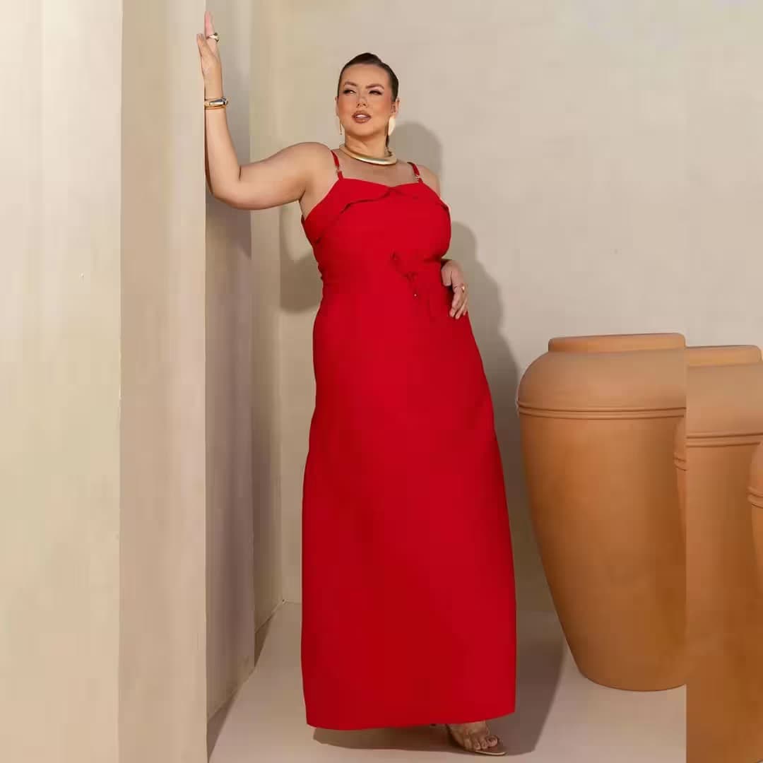 Saia Longa Plus Size Ref 820125 Off White VERMELHO