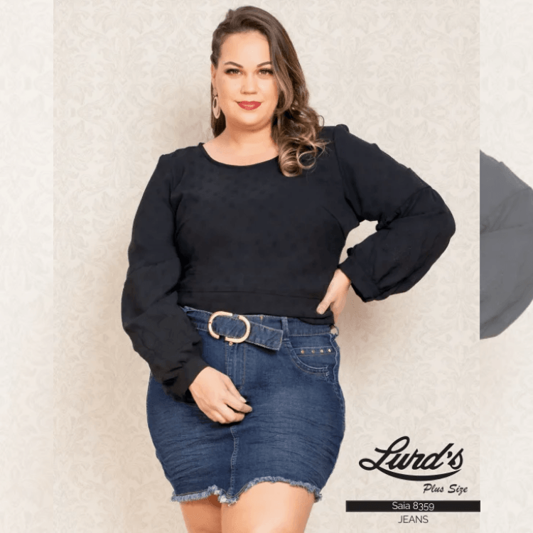 Mini Saia Plus Size Ref 8359 Jeans Com Cinto JEANS