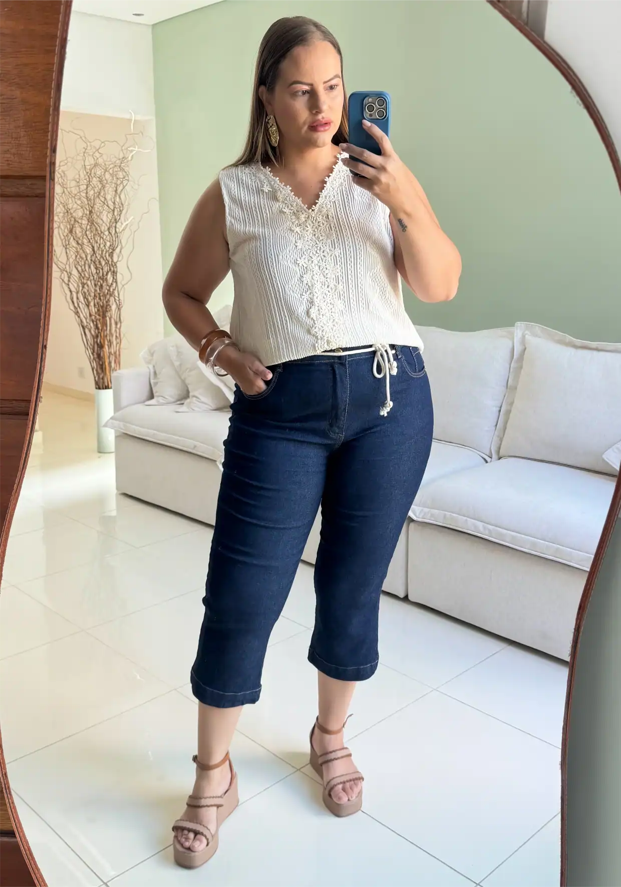 Capri Feminina Plus Size Ref 8912 Jeans JEANS