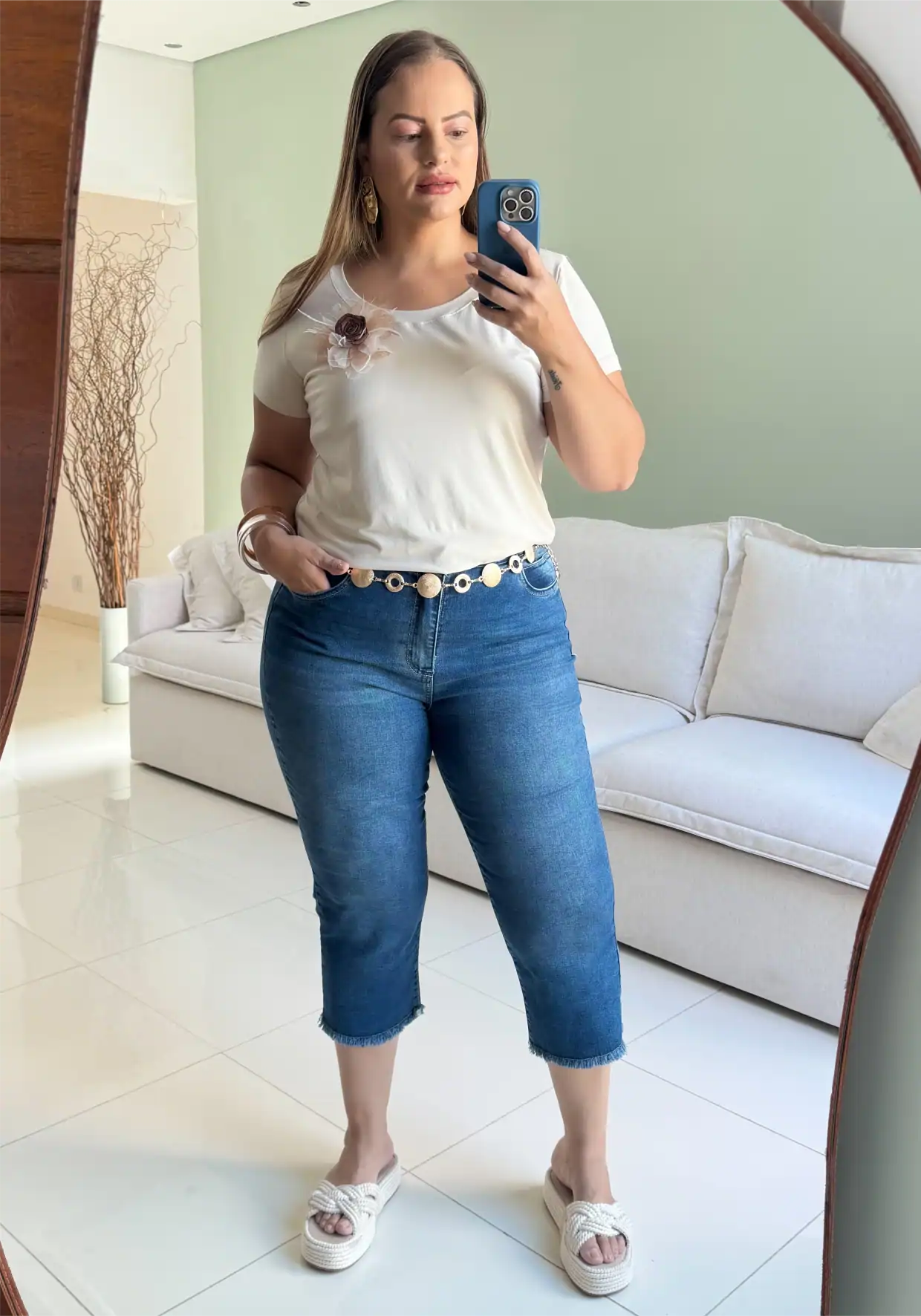 Capri Feminina Plus Size Ref 8987 Jeans JEANS