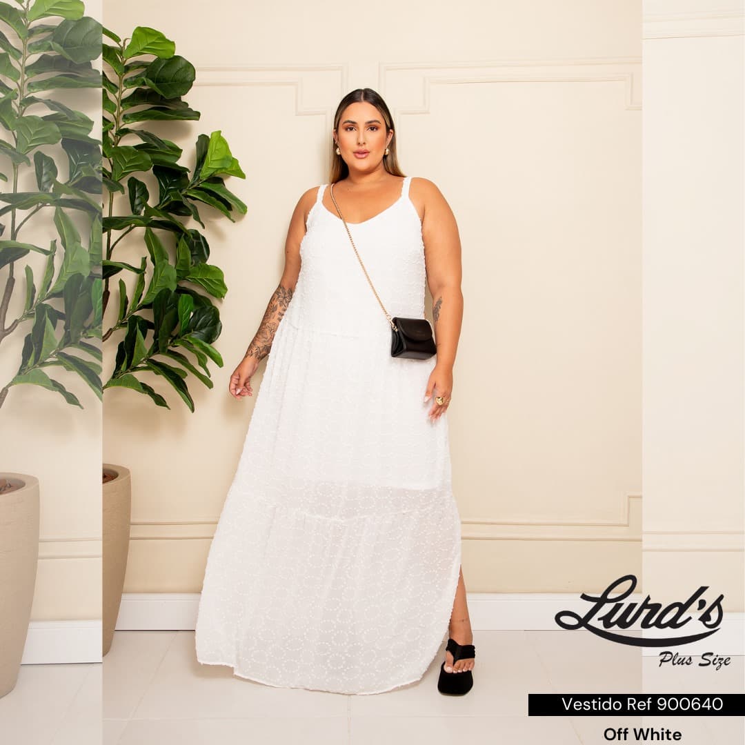 Vestido Longo Plus Size Ref 900640 Lima OFF WHITE