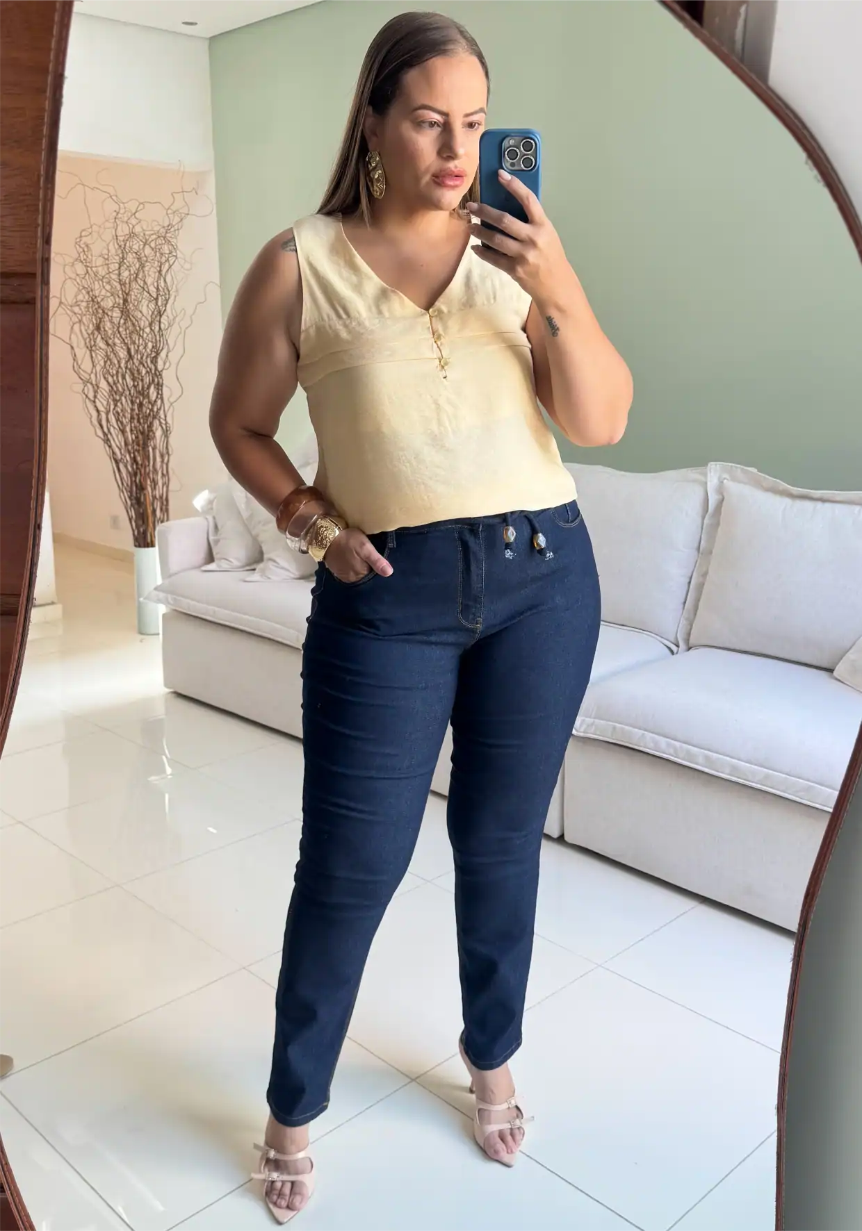CALCA CIGARRETE FEMININA PLUS SIZE 9099 MANIFESTO JEANS 46 JEANS