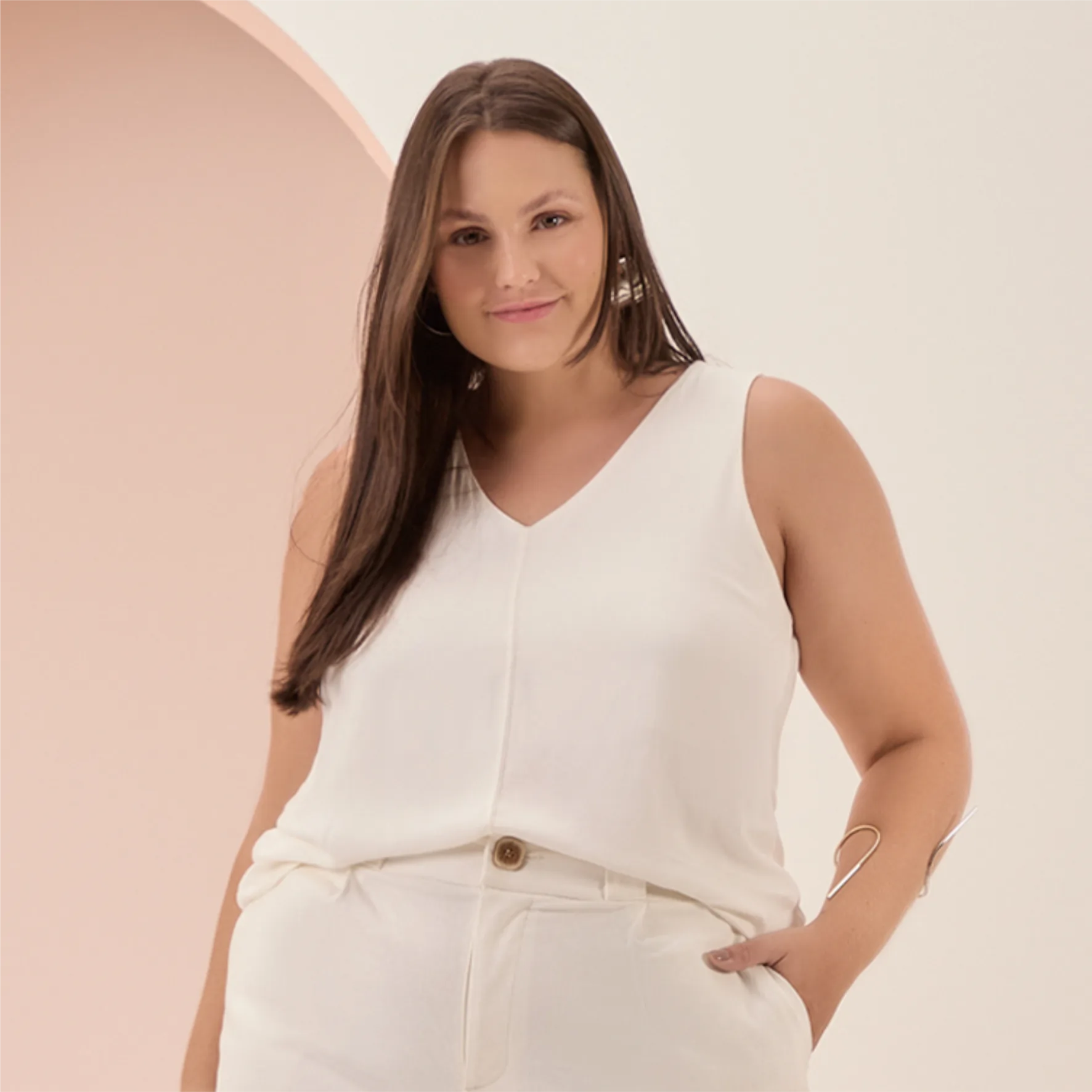 Regata Feminina Plus Size Ref C5113 Off White OFF WHITE