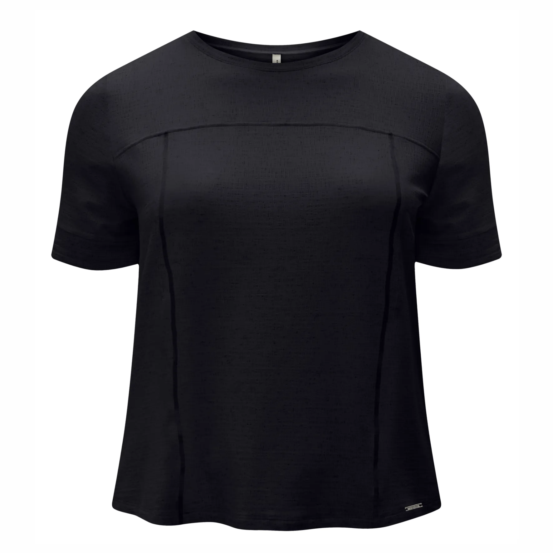 Blusa Feminina Plus Size Manga Curta C5136 Off White PRETO