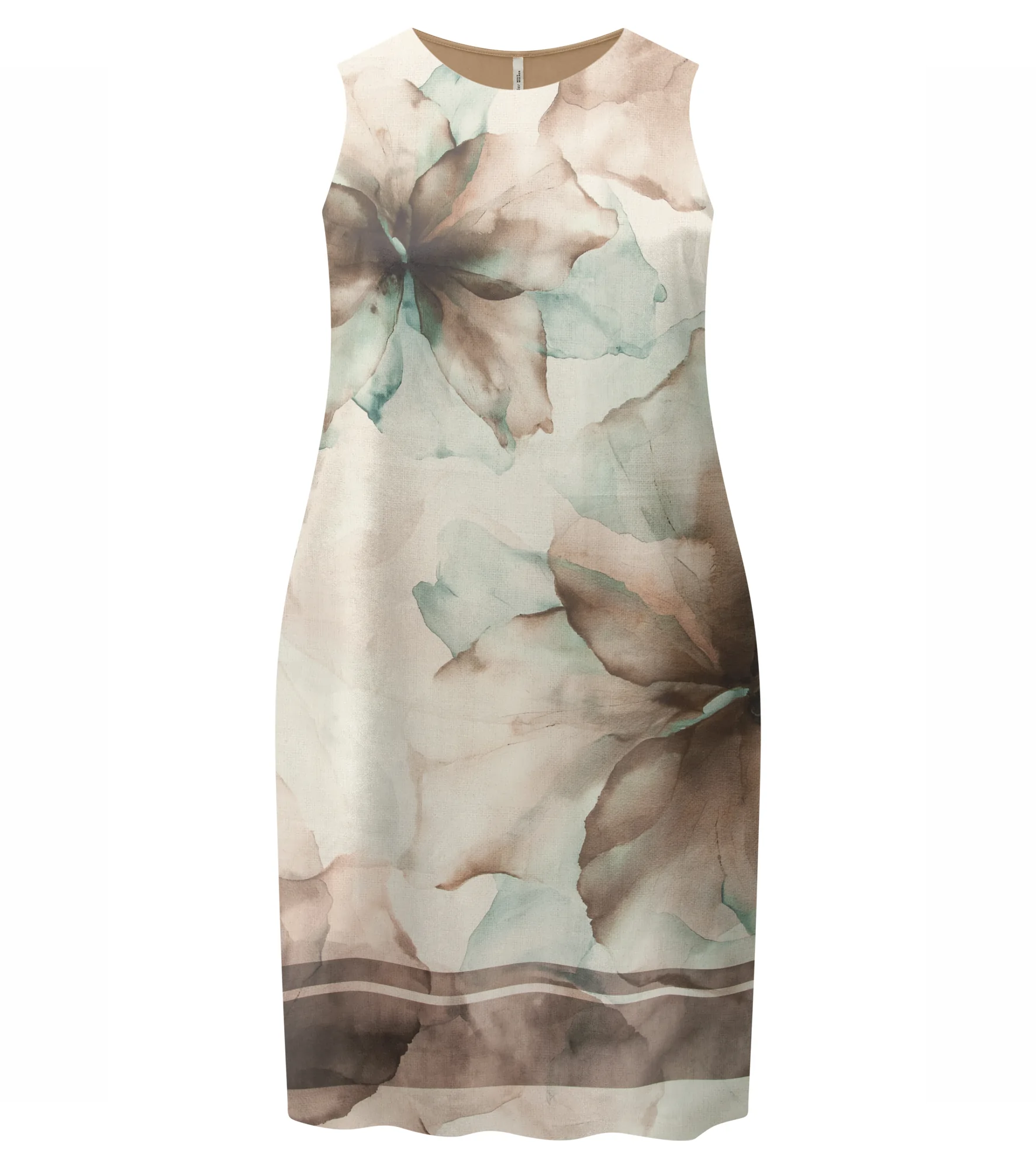 Vestido Plus Size Sem Manga Ref C5166 Estampa Bege ESTAMPA BEGE