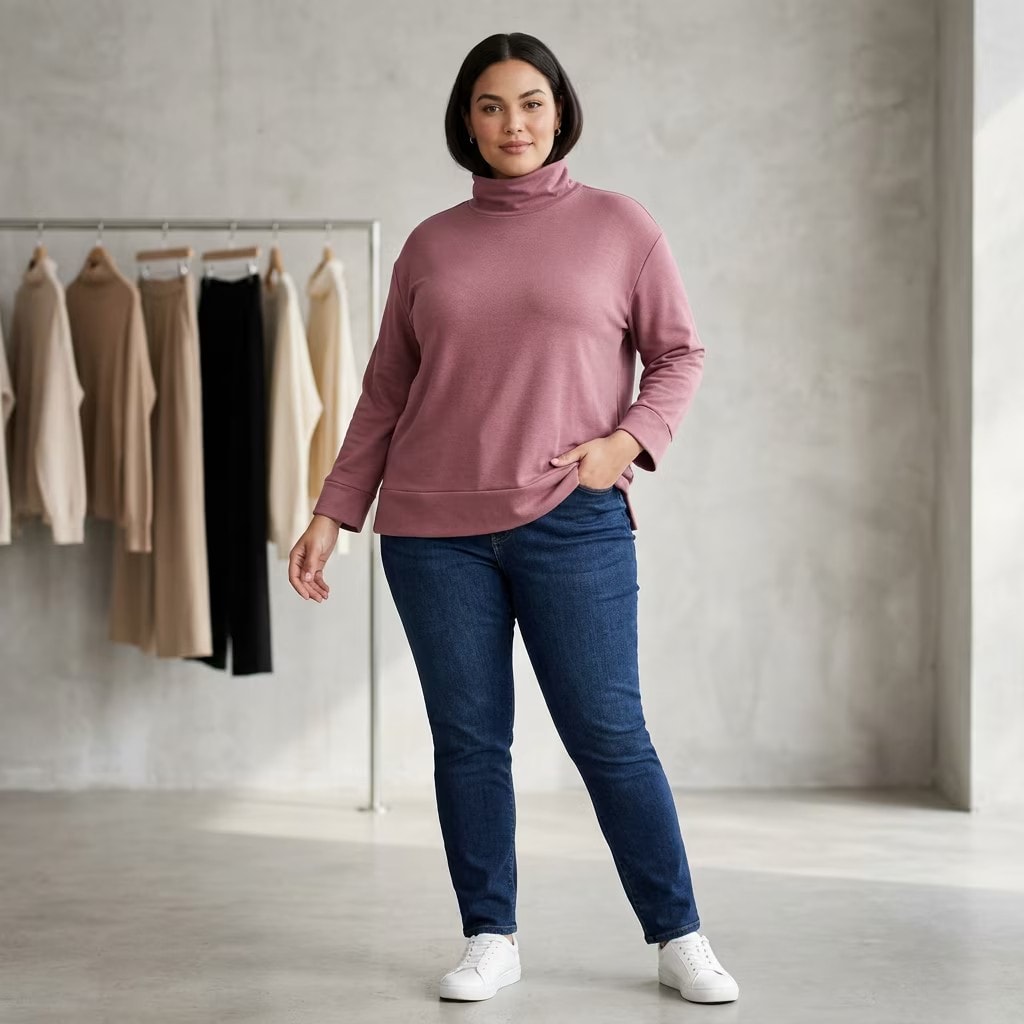 Blusa Feminina Plus Size Manga Longa Ref C8162 Uva UVA