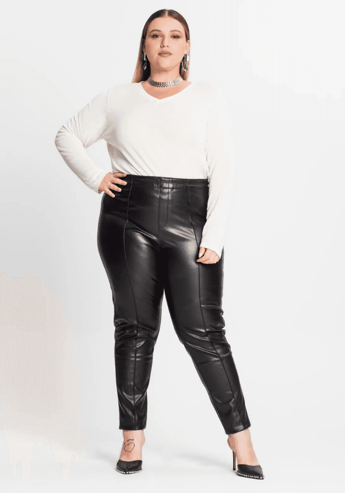 CALÇA FEMININA SKINNY PLUS SIZE S01329 MARROM 46 ROVITEX PRETO