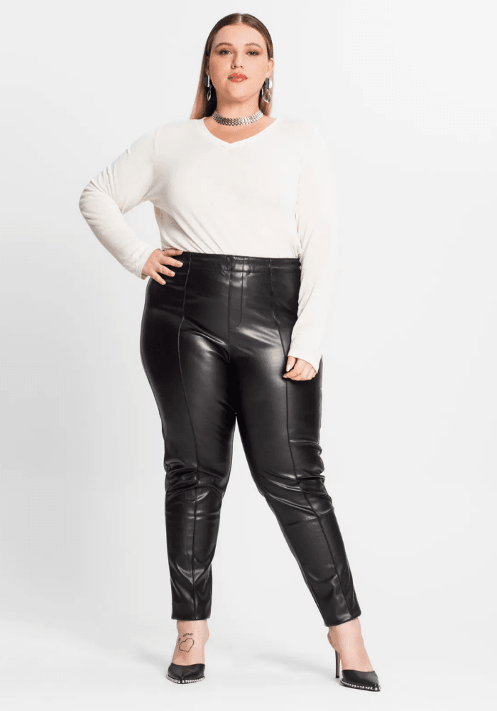 CALÇA FEMININA SKINNY PLUS SIZE S01329 MARROM 46 ROVITEX PRETO