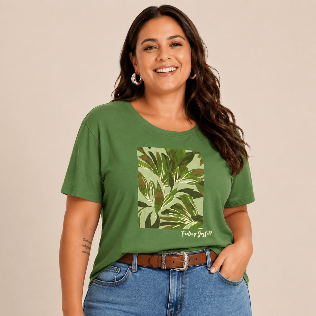 BLUSA FEMININA MANGA CURTA PLUS SIZE S01888 OFF WHITE 46 ROVITEX VERDE