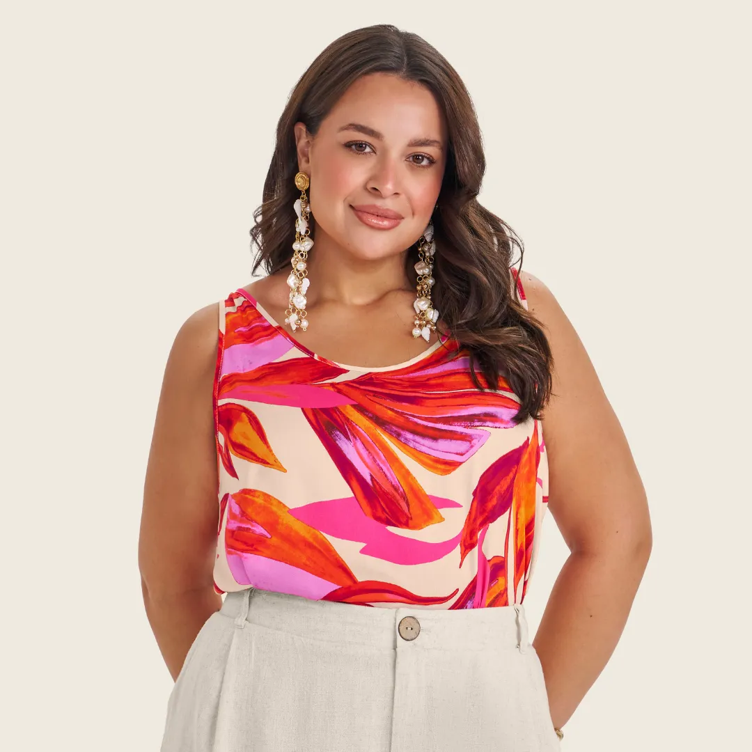 REGATA FEMININA ALÇA LARGA PLUS SIZE S01919 ESTAMPA PINK 46/48 ROVITEX ESTAMPA PINK