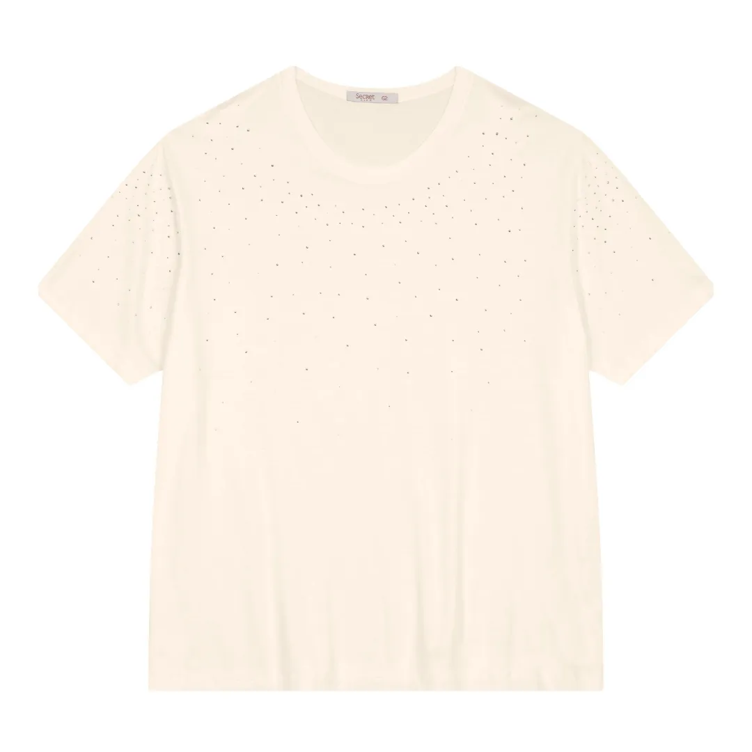 BLUSA FEMININA MANGA CURTA PLUS SIZE S01926 OFF WHITE 46/48 ROVITEX OFF WHITE