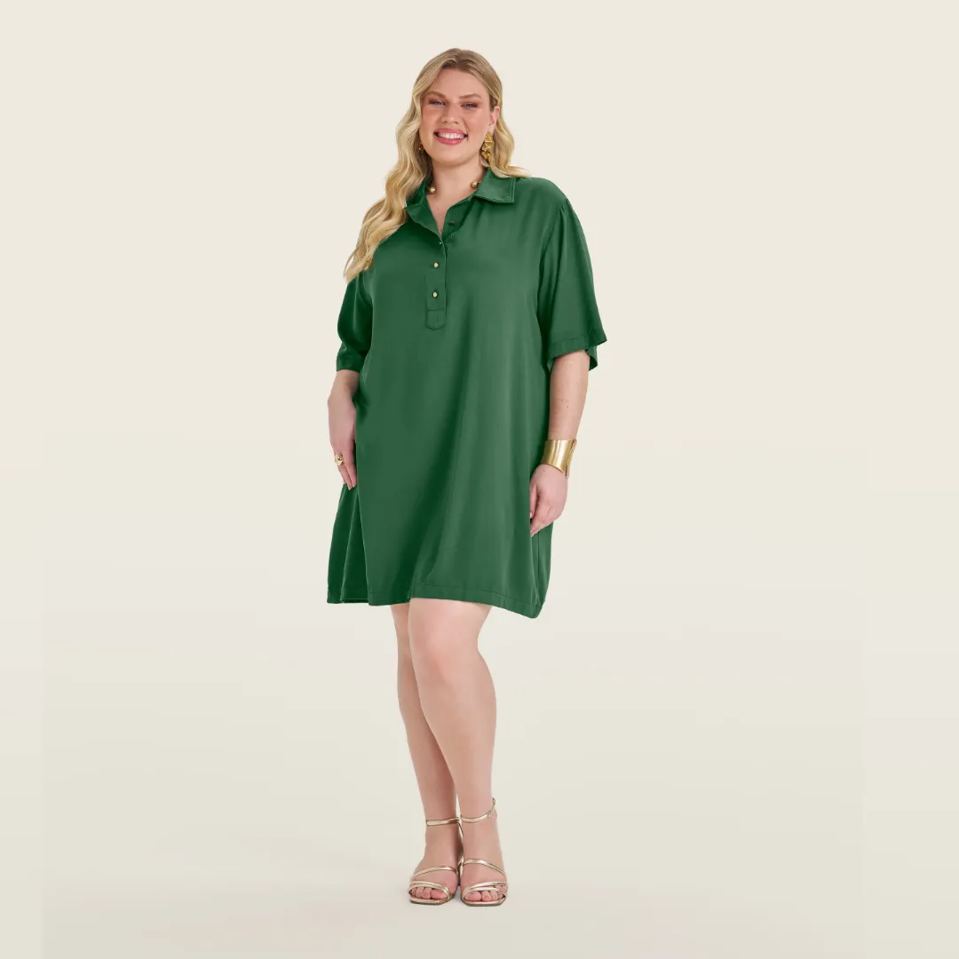 Vestido Manga Curta Plus Size Ref S01928 Verde ALICE VERDE